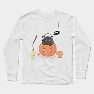 Cute Halloween Cat Long Sleeve T-Shirt